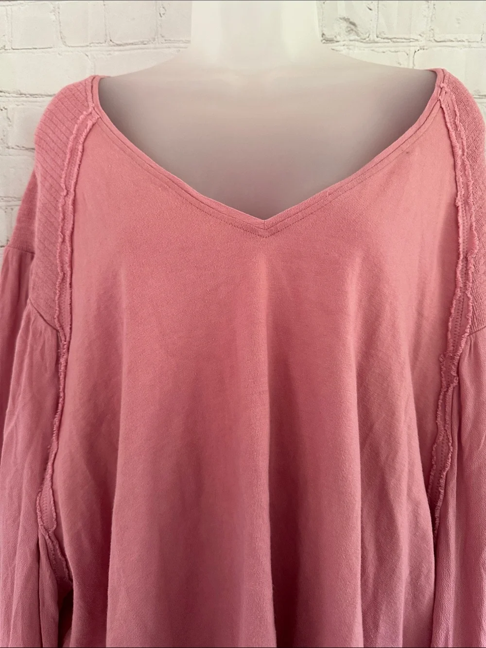 Free People Pink V-Neck Lightweight Sweatshirt